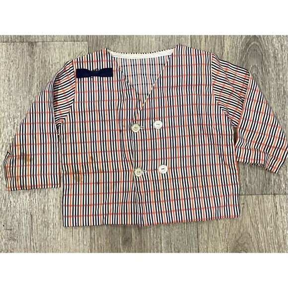 70’s Little Boy Dress Jacket Red and Blue Stripes 4T Old Vintage Costume - Picture 1 of 7